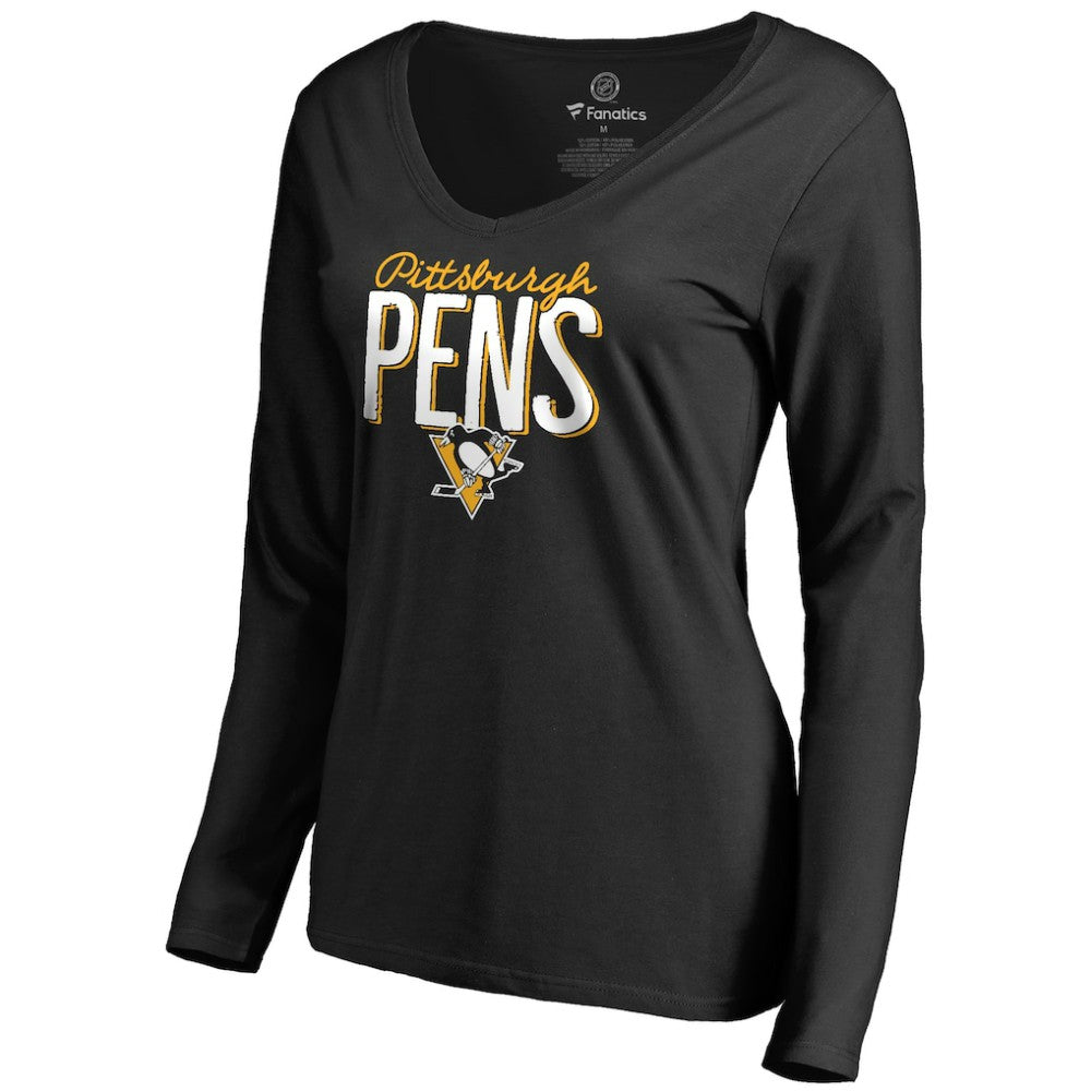Pittsburgh Penguins Women's Nostalgia Long Sleeve T-Shirt - Black - NHL