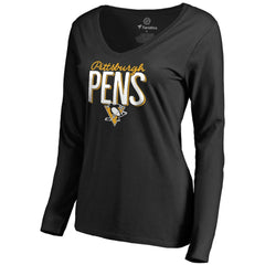 Pittsburgh Penguins Women's Nostalgia Long Sleeve T-Shirt - Black - NHL