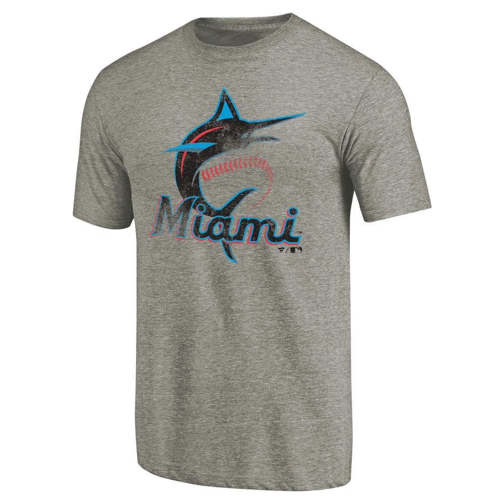 Miami Marlins Distressed Team Tri-Blend T-Shirt - MLB