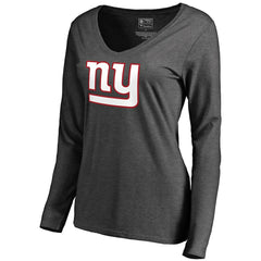 New York Giants Women's Team Logo Long Sleeve T-Shirt Heathered Gray | NFL