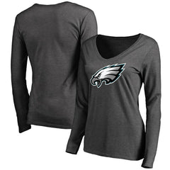 Philadelphia Eagles Women's Team Logo Long Sleeve T-Shirt Heathered Gray | NFL