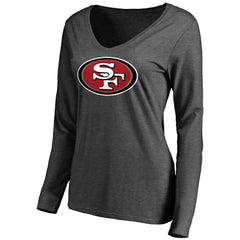San Francisco 49ers Women's Team Logo Long Sleeve T-Shirt Heathered Gray | NFL