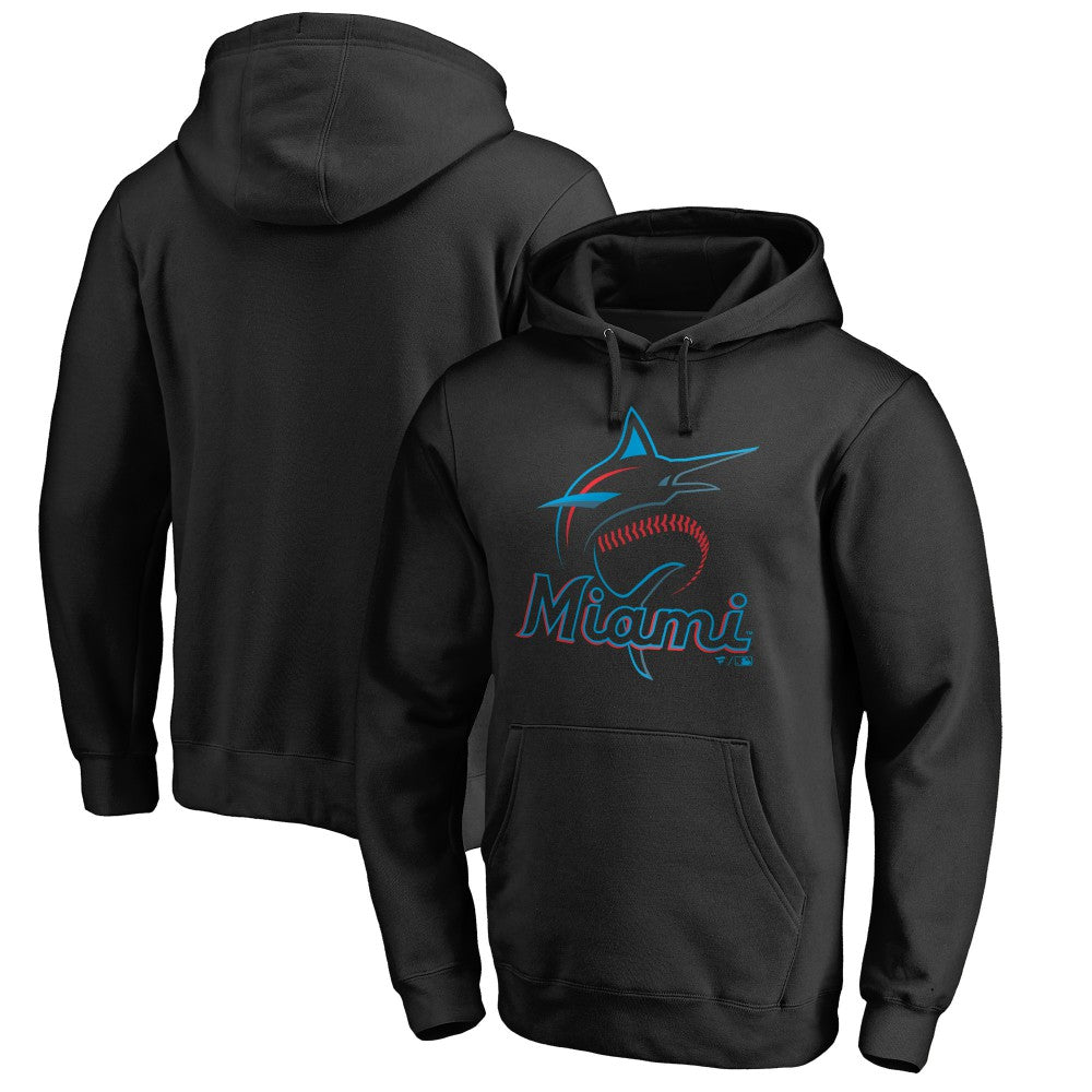 Miami Marlins Official Logo Fitted Pullover Hoodie - MLB