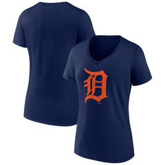Detroit Tigers Women's Team Color Primary Logo V-Neck T-Shirt - MLB
