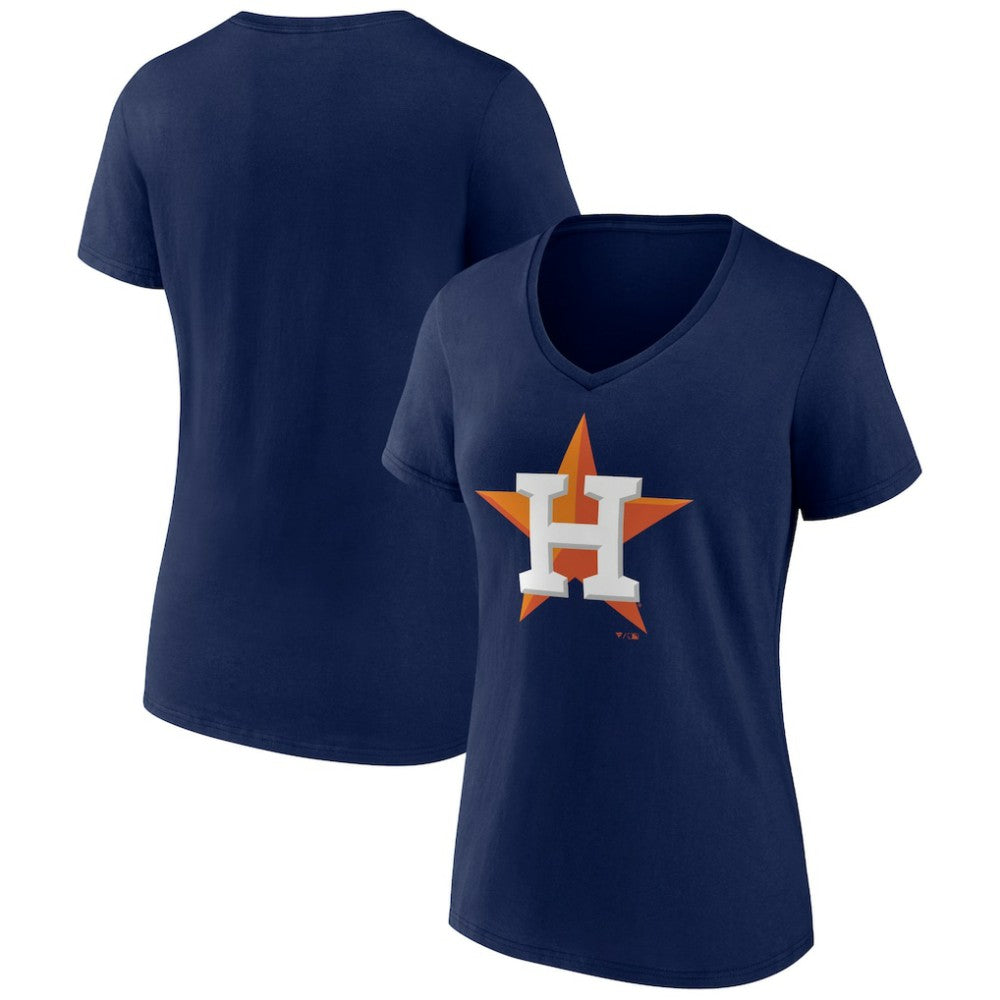 Houston Astros Women's Team Color Primary Logo V-Neck T-Shirt - MLB