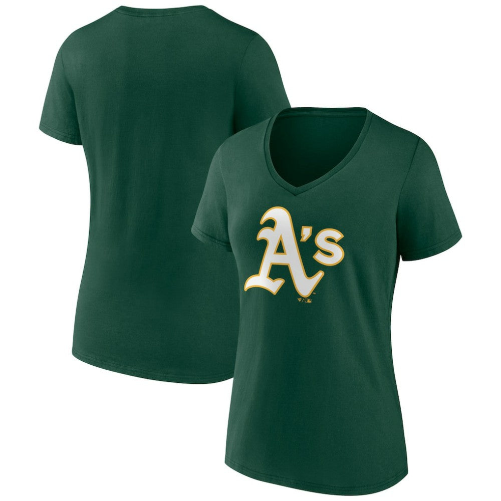 Athletics Women's Team Color Primary Logo V-Neck T-Shirt - MLB