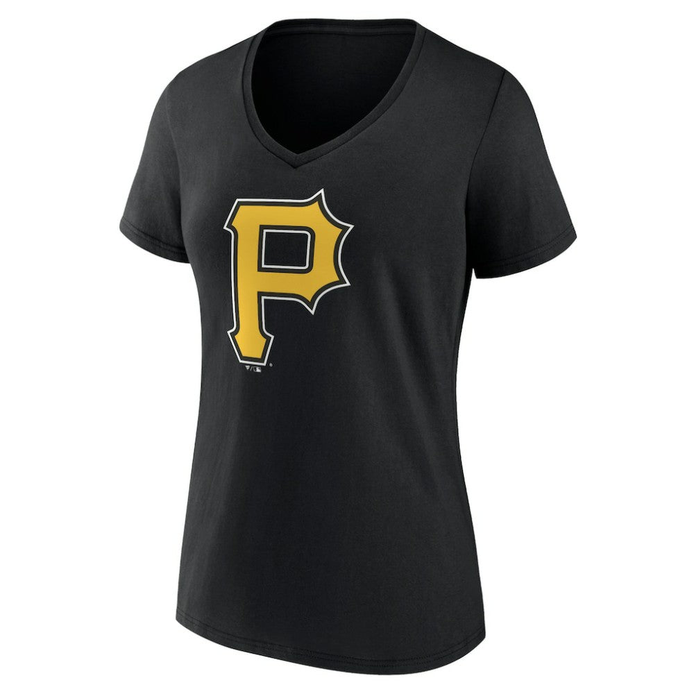 Pittsburgh Pirates Women's Team Color Primary Logo V-Neck T-Shirt - MLB
