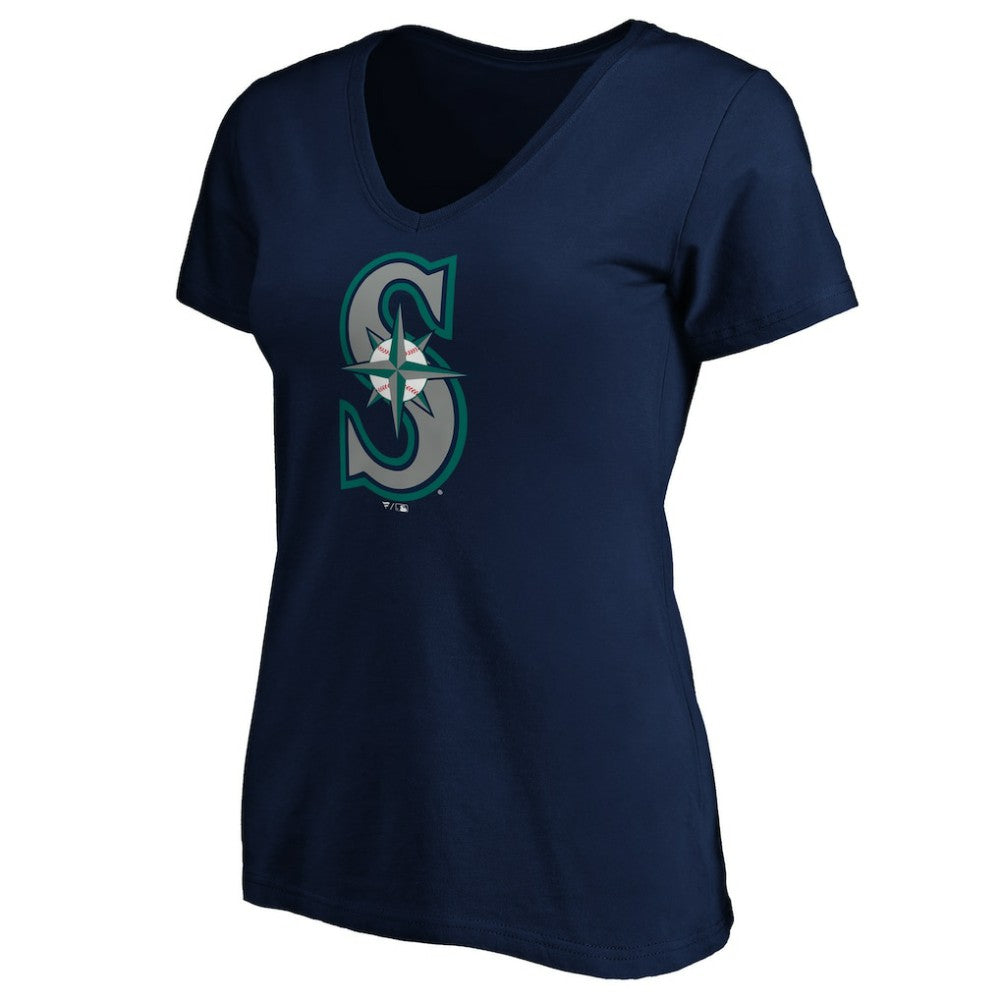 Seattle Mariners Women's Team Color Primary Logo V-Neck T-Shirt - MLB