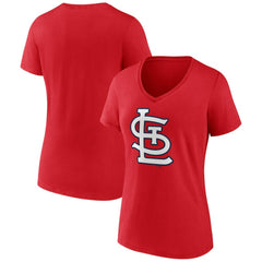 St. Louis Cardinals Women's Team Color Primary Logo V-Neck T-Shirt - MLB