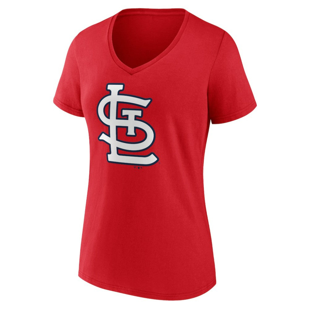 St. Louis Cardinals Women's Team Color Primary Logo V-Neck T-Shirt - MLB