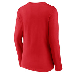 Cincinnati Reds Women's Team Color Primary Logo V-Neck Long Sleeve T-Shirt - MLB