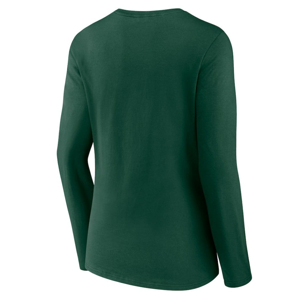 Athletics Women's Team Color Primary Logo V-Neck Long Sleeve T-Shirt - MLB
