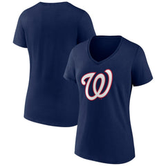 Washington Nationals Women's Secondary Color Primary Logo T-Shirt - MLB