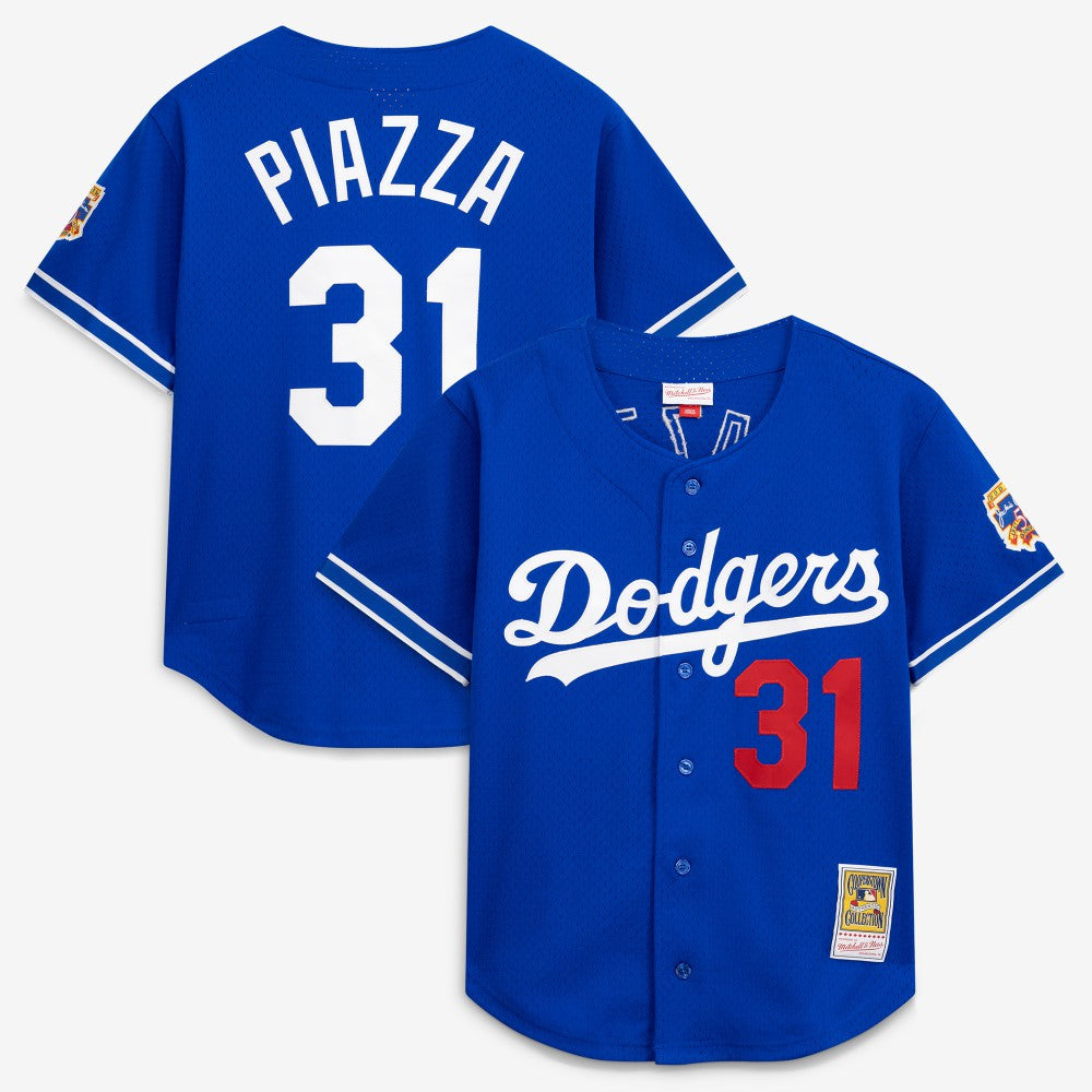 Mike Piazza Los Angeles Dodgers Mitchell & Ness Cooperstown Collection Mesh Batting Practice Button-Up Jersey - MLB
