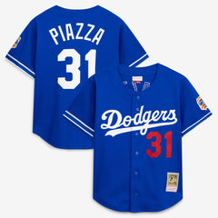 Mike Piazza Los Angeles Dodgers Mitchell & Ness Cooperstown Collection Mesh Batting Practice Button-Up Jersey - MLB