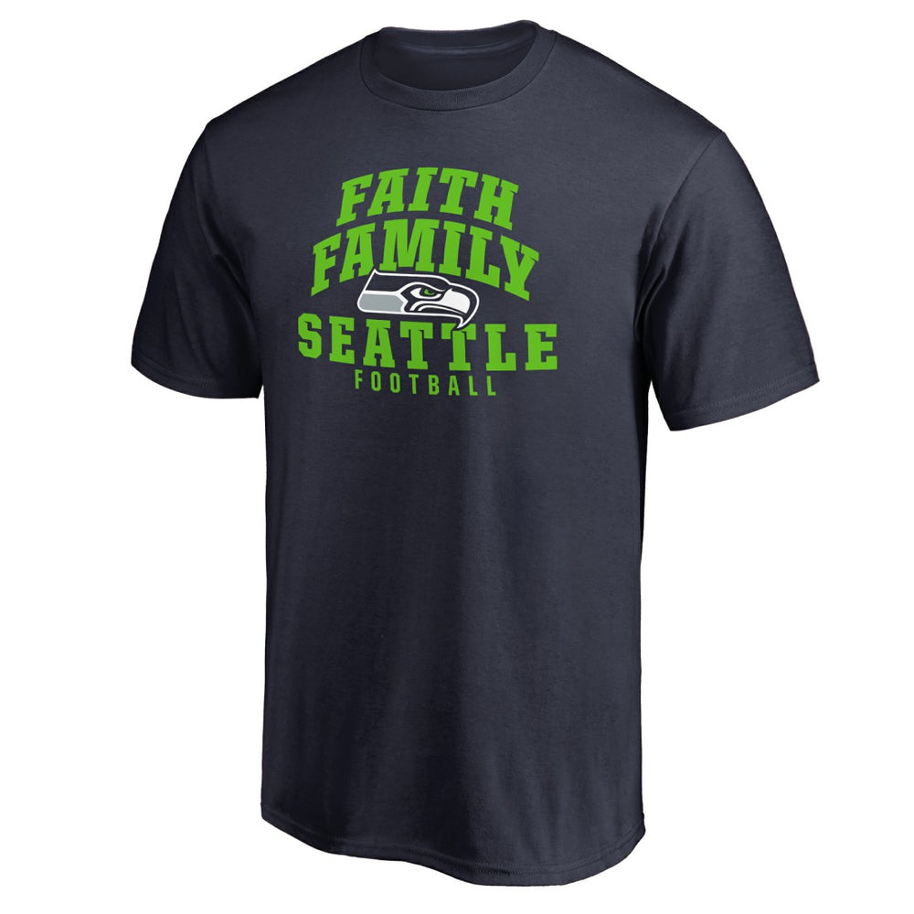 Seattle Seahawks Faith Family T-Shirt Navy | NFL