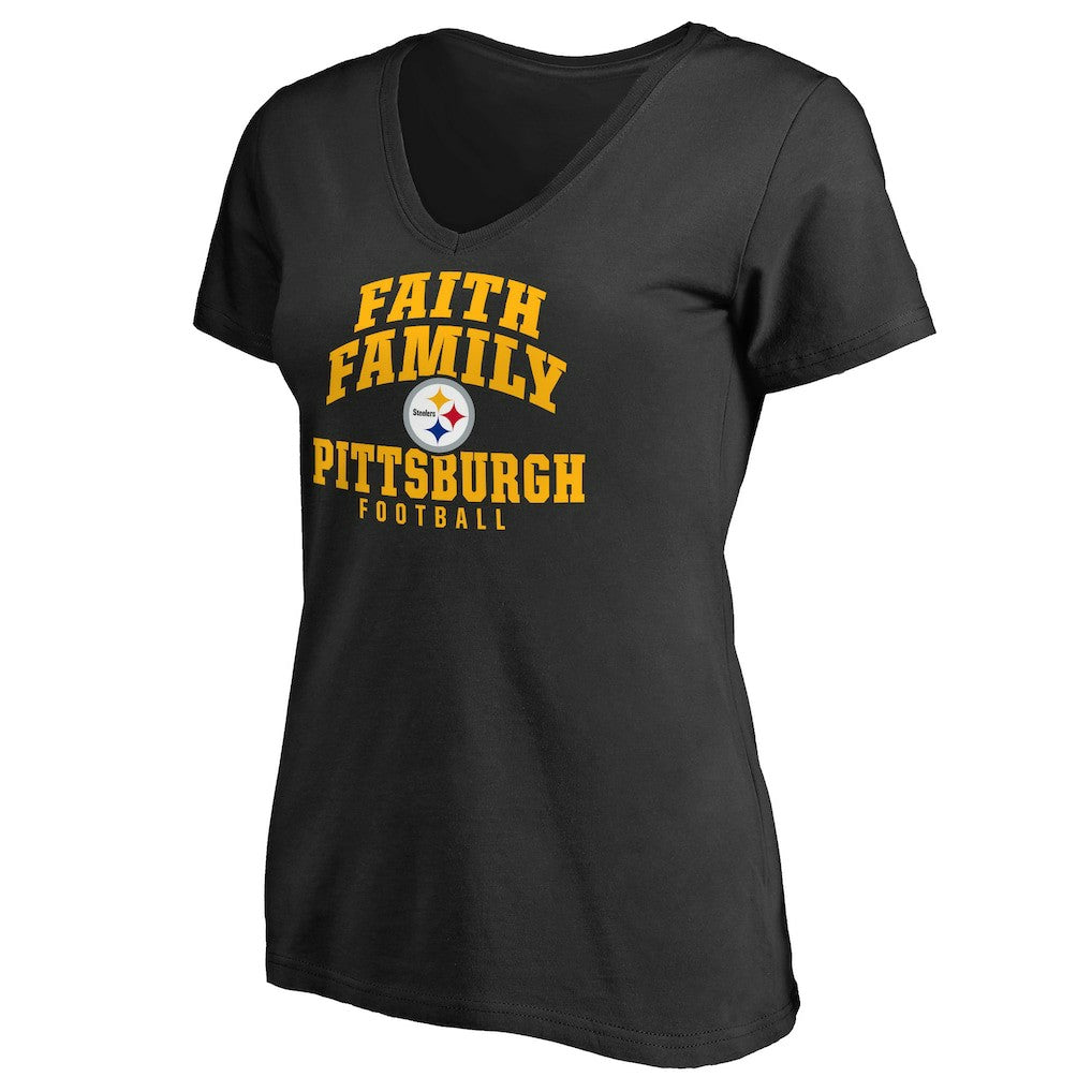Pittsburgh Steelers Women's Faith Family T-Shirt Black | NFL