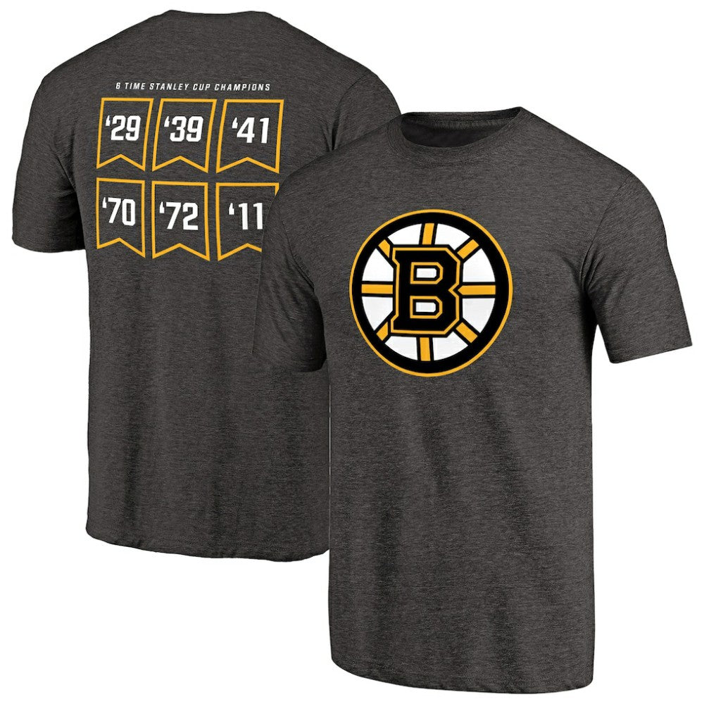 Boston Bruins Raise the Banner Tri-Blend T-Shirt - Heathered Black - NHL