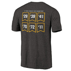 Boston Bruins Raise the Banner Tri-Blend T-Shirt - Heathered Black - NHL