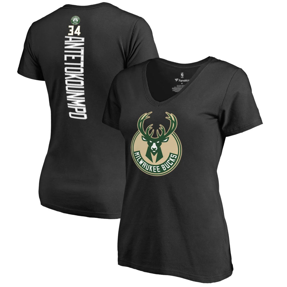 Giannis Antetokounmpo Milwaukee Bucks Women's Backer T-Shirt Black - NBA