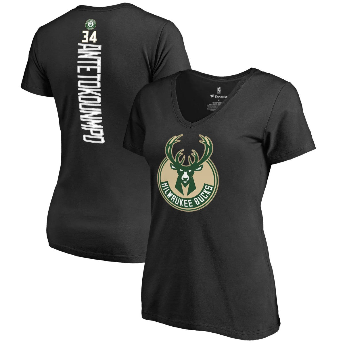 Giannis Antetokounmpo Milwaukee Bucks Women's Backer T-Shirt Black - NBA