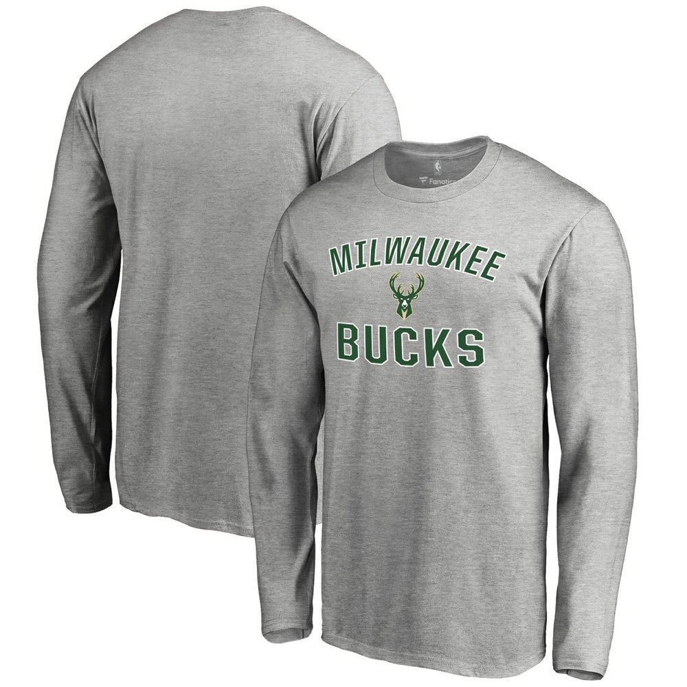 Milwaukee Bucks Victory Arch Long Sleeve T-Shirt Ash - NBA
