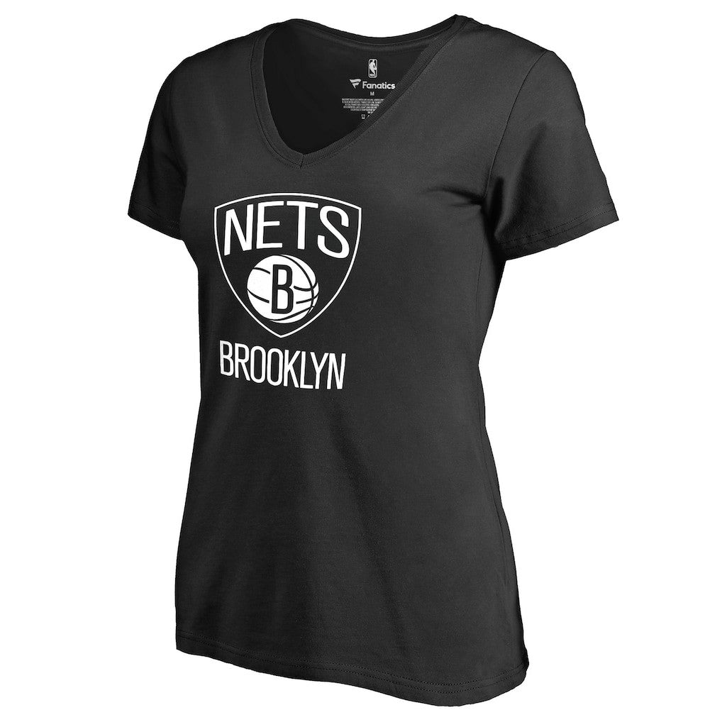 Brooklyn Nets Women's Primary Logo V-Neck T-Shirt Black - NBA