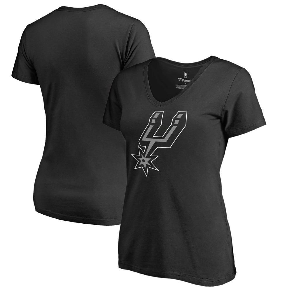 San Antonio Spurs Women's Primary Logo V-Neck T-Shirt Black - NBA