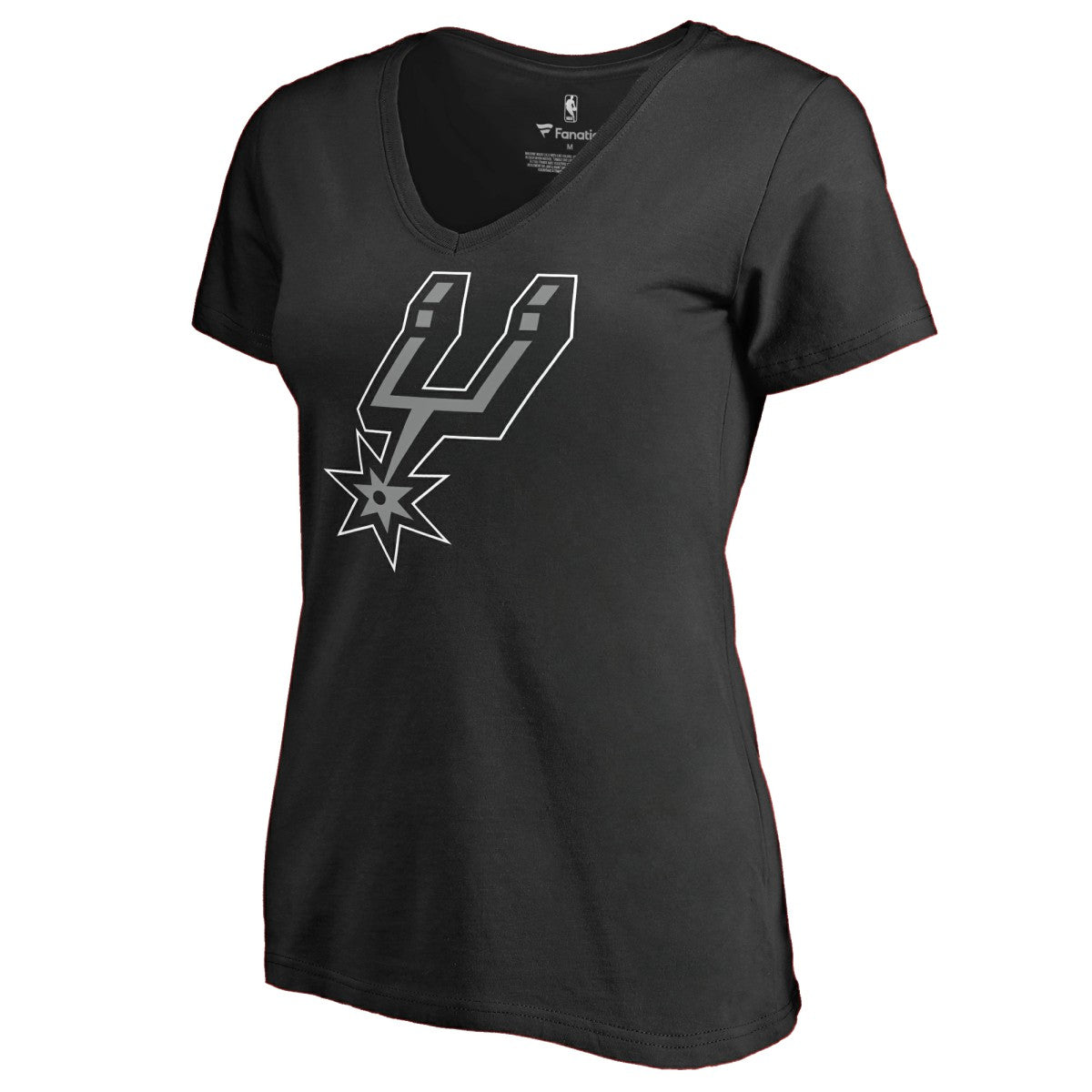 San Antonio Spurs Women's Primary Logo V-Neck T-Shirt Black - NBA