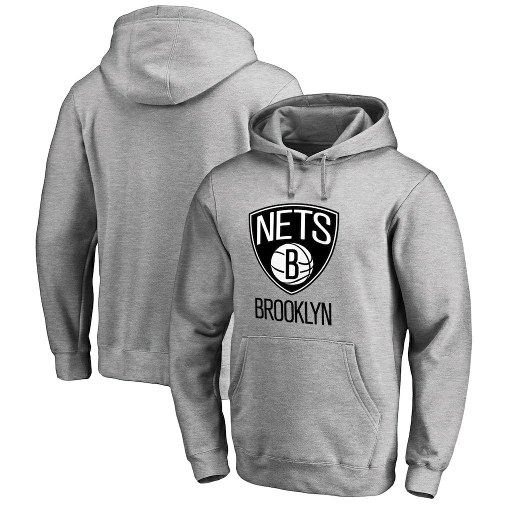 Brooklyn Nets Primary Logo Pullover Hoodie Heather Gray - NBA