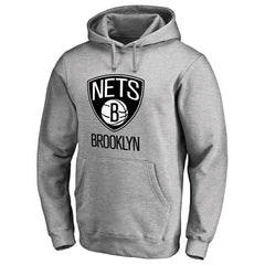 Brooklyn Nets Primary Logo Pullover Hoodie Heather Gray - NBA