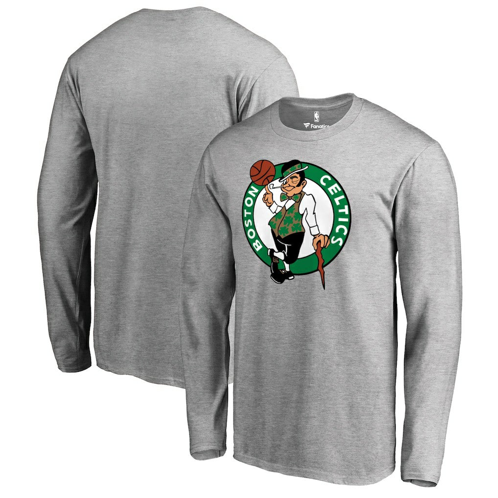 Boston Celtics Primary Logo Long Sleeve T-Shirt Heather Gray - NBA