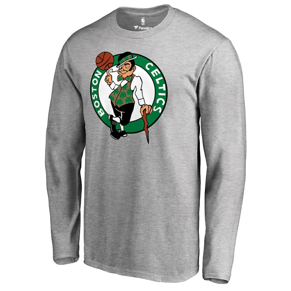 Boston Celtics Primary Logo Long Sleeve T-Shirt Heather Gray - NBA