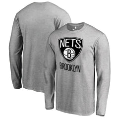 Brooklyn Nets Primary Logo Long Sleeve T-Shirt Heather Gray - NBA
