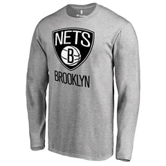 Brooklyn Nets Primary Logo Long Sleeve T-Shirt Heather Gray - NBA