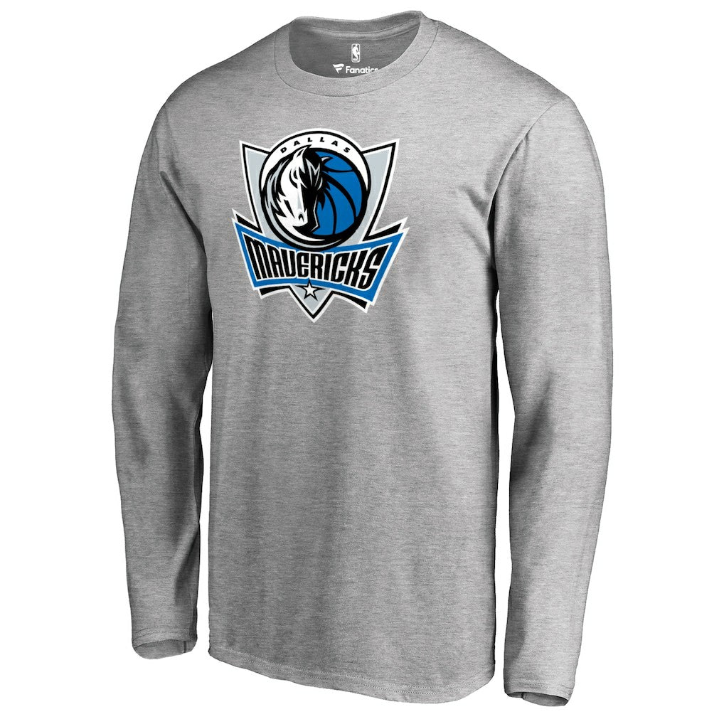 Dallas Mavericks Primary Logo Long Sleeve T-Shirt Heather Gray - NBA