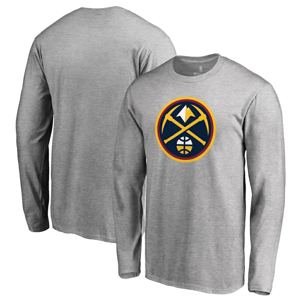 Denver Nuggets Primary Logo Long Sleeve T-Shirt Heather Gray - NBA