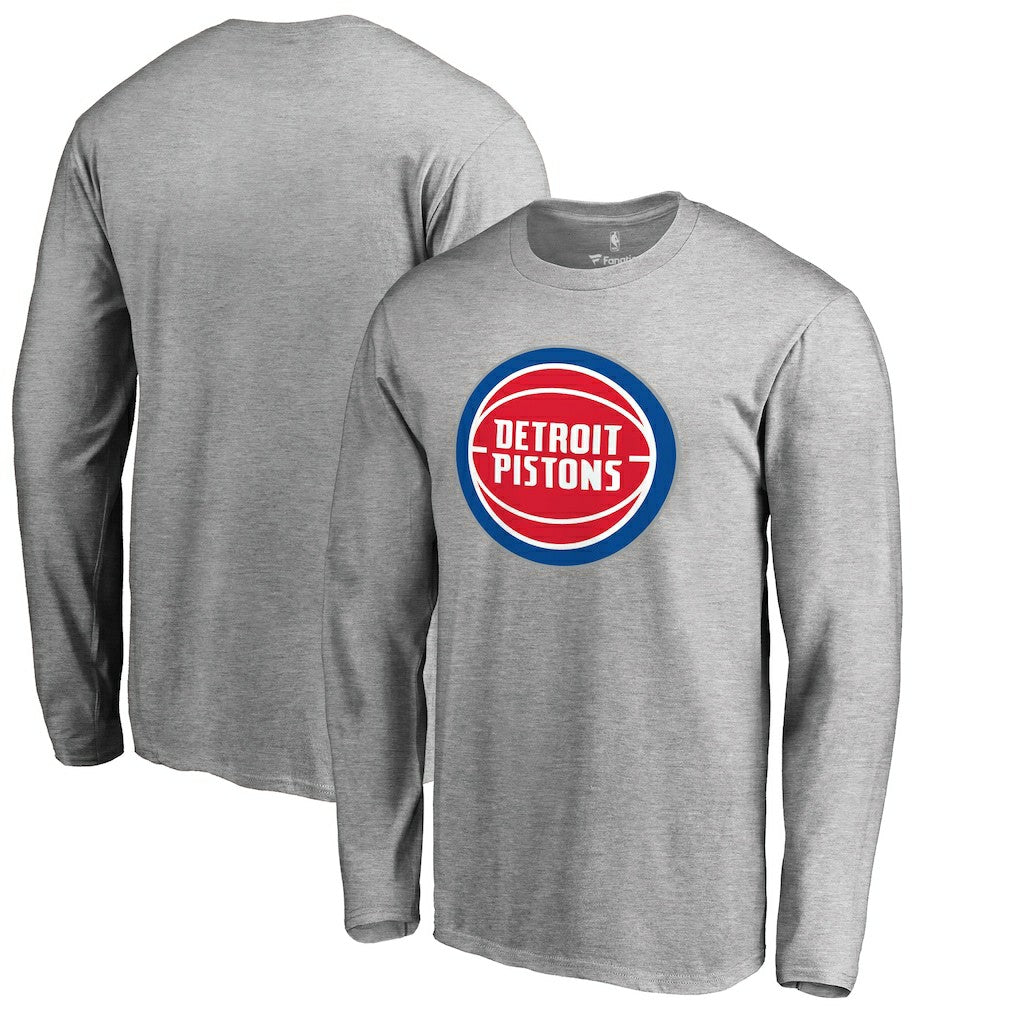Detroit Pistons Primary Logo Long Sleeve T-Shirt Heather Gray - NBA