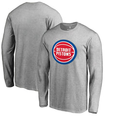 Detroit Pistons Primary Logo Long Sleeve T-Shirt Heather Gray - NBA