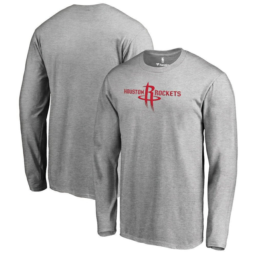 Houston Rockets Primary Logo Long Sleeve T-Shirt Heather Gray - NBA