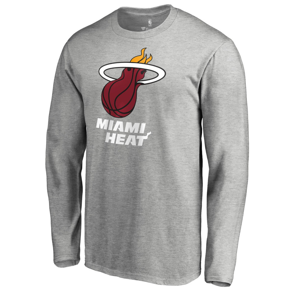 Miami Heat Primary Logo Long Sleeve T-Shirt Heather Gray - NBA