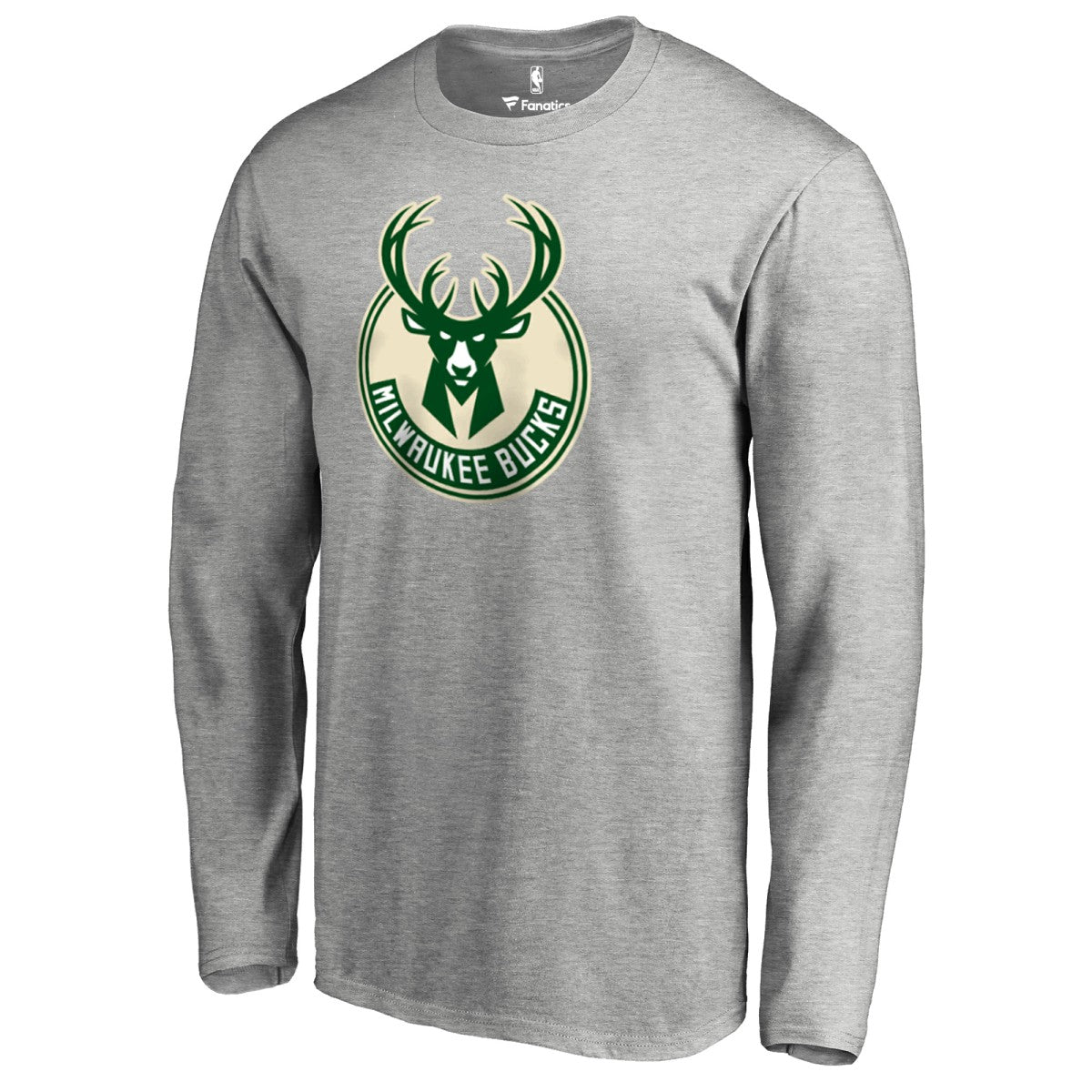 Milwaukee Bucks Primary Logo Long Sleeve T-Shirt Heather Gray - NBA