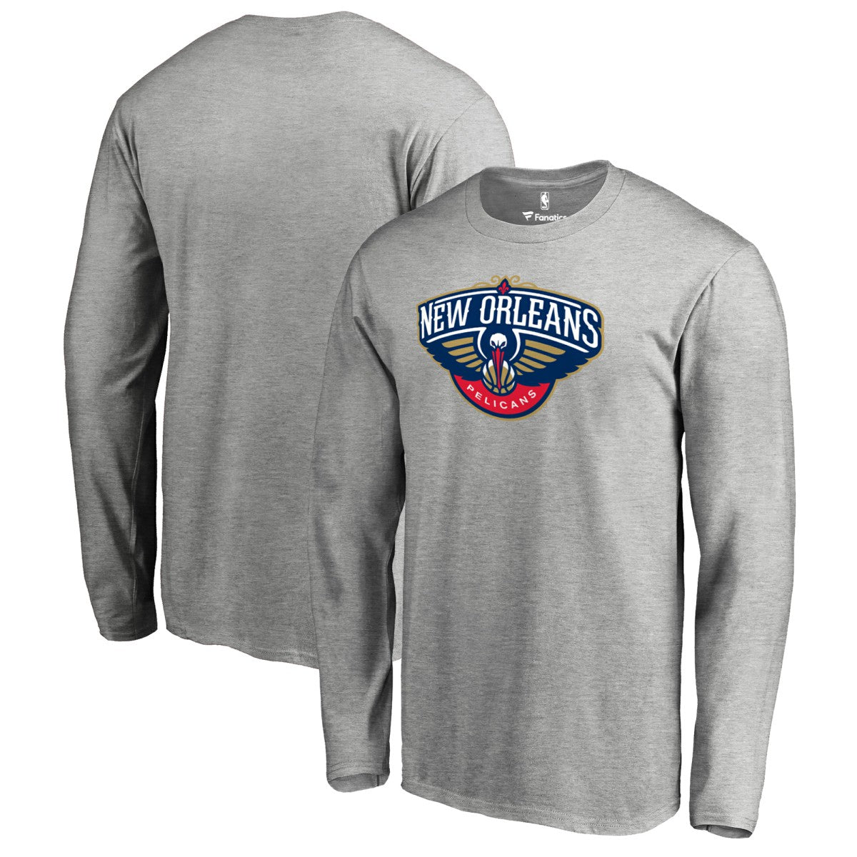 New Orleans Pelicans Primary Logo Long Sleeve T-Shirt Heather Gray - NBA