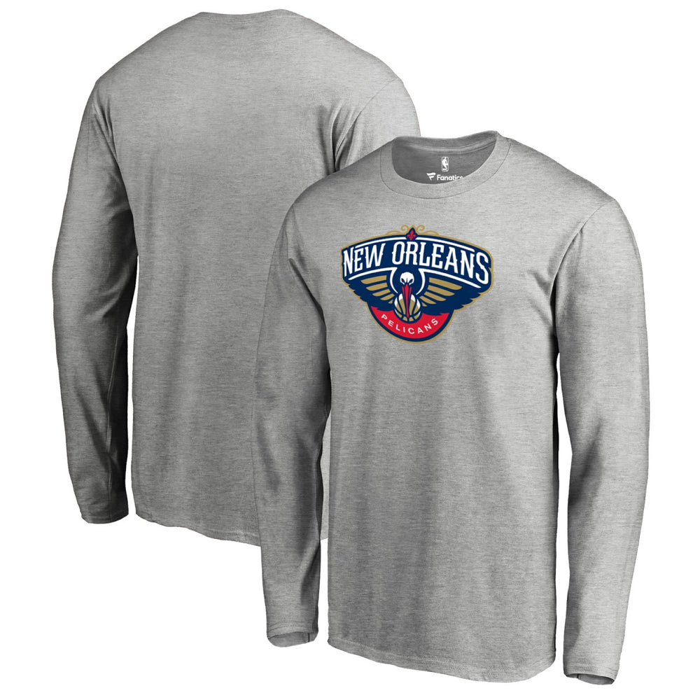 New Orleans Pelicans Primary Logo Long Sleeve T-Shirt Heather Gray - NBA