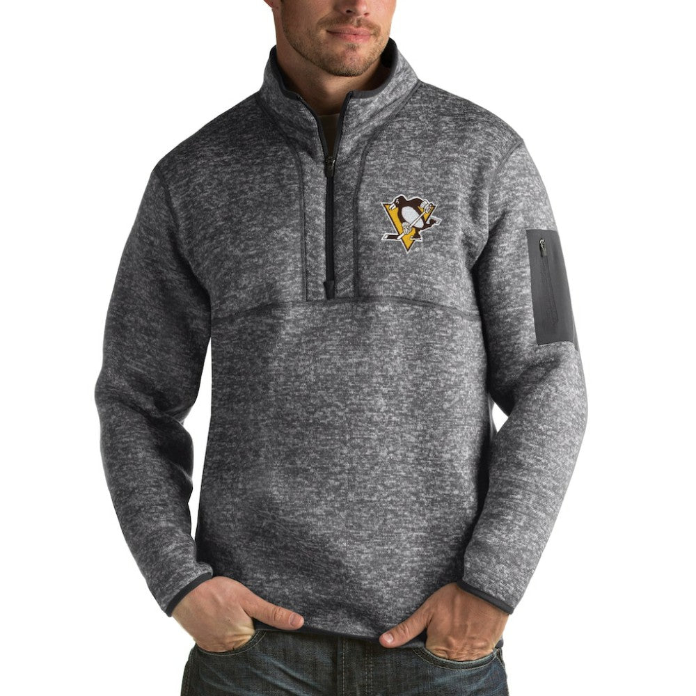 Pittsburgh Penguins Antigua Fortune 1/2-Zip Pullover Jacket - Charcoal - NHL