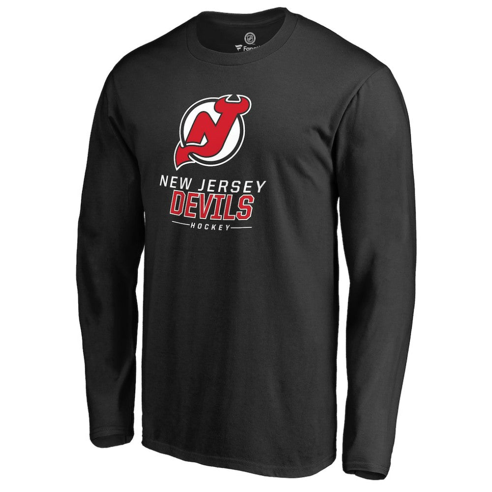 New Jersey Devils Team Lockup Long Sleeve T-Shirt - Black - NHL