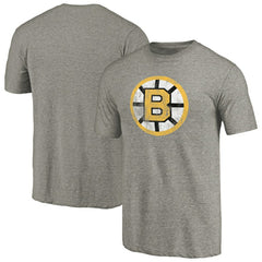 Boston Bruins Throwback Logo 1989-1990 Tri-Blend T-Shirt - Ash - NHL