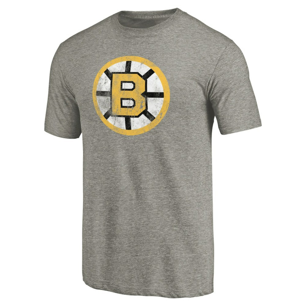 Boston Bruins Throwback Logo 1989-1990 Tri-Blend T-Shirt - Ash - NHL