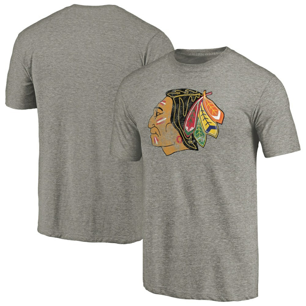 Chicago Blackhawks Throwback Logo 1960-1961 Tri-Blend T-Shirt - Ash - NHL