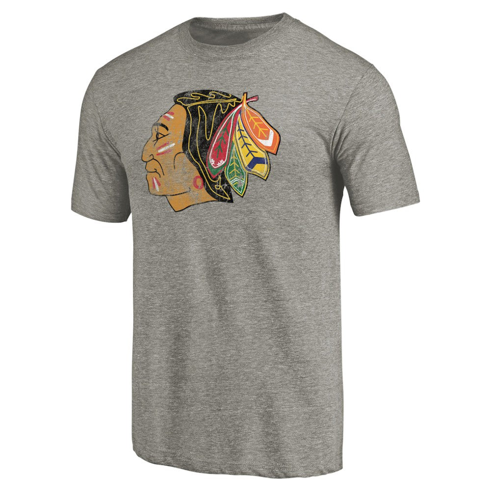 Chicago Blackhawks Throwback Logo 1960-1961 Tri-Blend T-Shirt - Ash - NHL